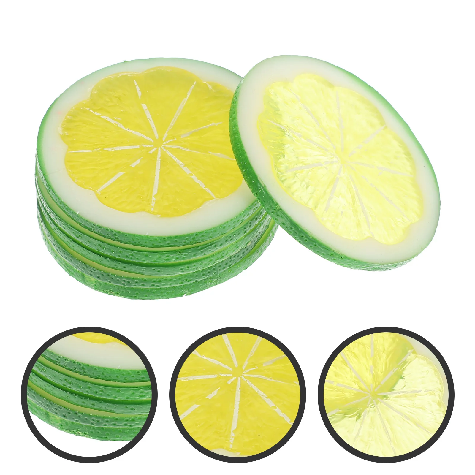 6 قطع شرائح الليمون النابضة بالحياة الفاكهة الاصطناعية البلاستيكية الديكور حزب الجدول المركزية التصوير الدعائم ديكور غرفة مكتب المنزل