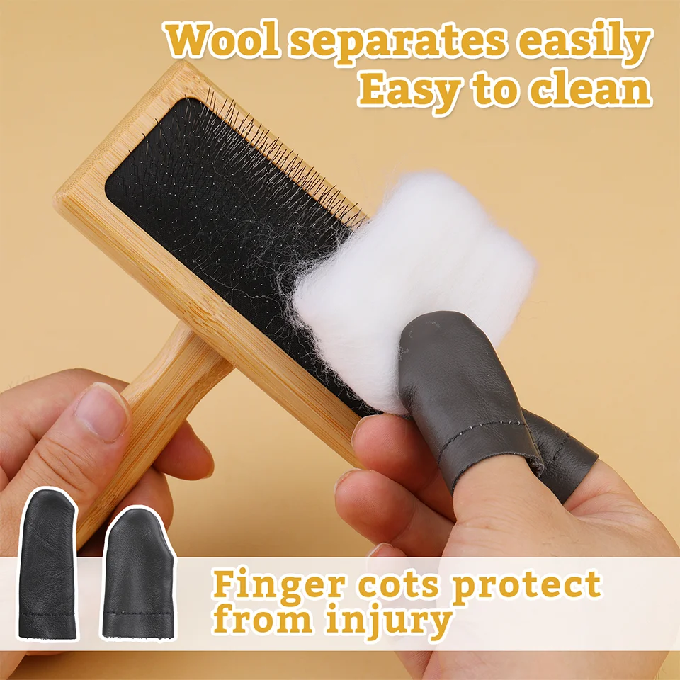 2Pcs Wooden Wool Carders, Cat, Dogs, Wooden Wool Carders Brush for Wool Felting Spinning Crafts (Large*2)