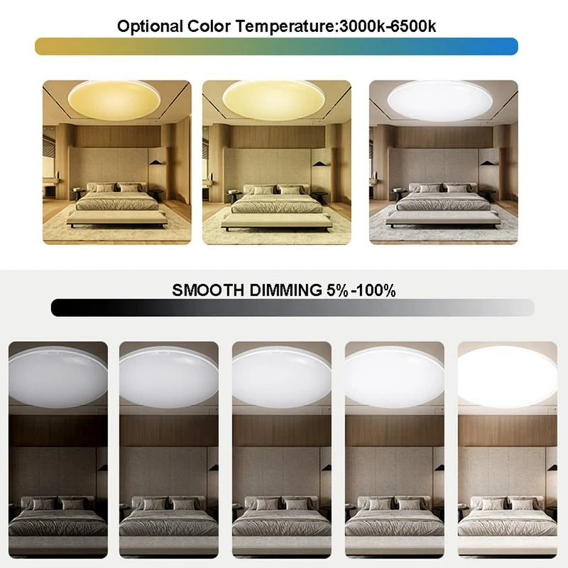 

Светодиодный потолочный светильник с регулируемой яркостью, применимый к приложениям Tuya, 24 Вт RGB, меняющий цвет, умный светодиодный потолочный светильник для гостиной, спальни-A50M