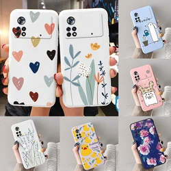 Case For Poco X4 Pro 5G Poco M4 Pro Cute Heart Flower Back Cover Soft Silicone Matte Protective Funda For Xiaomi Poco X6 X5 Pro