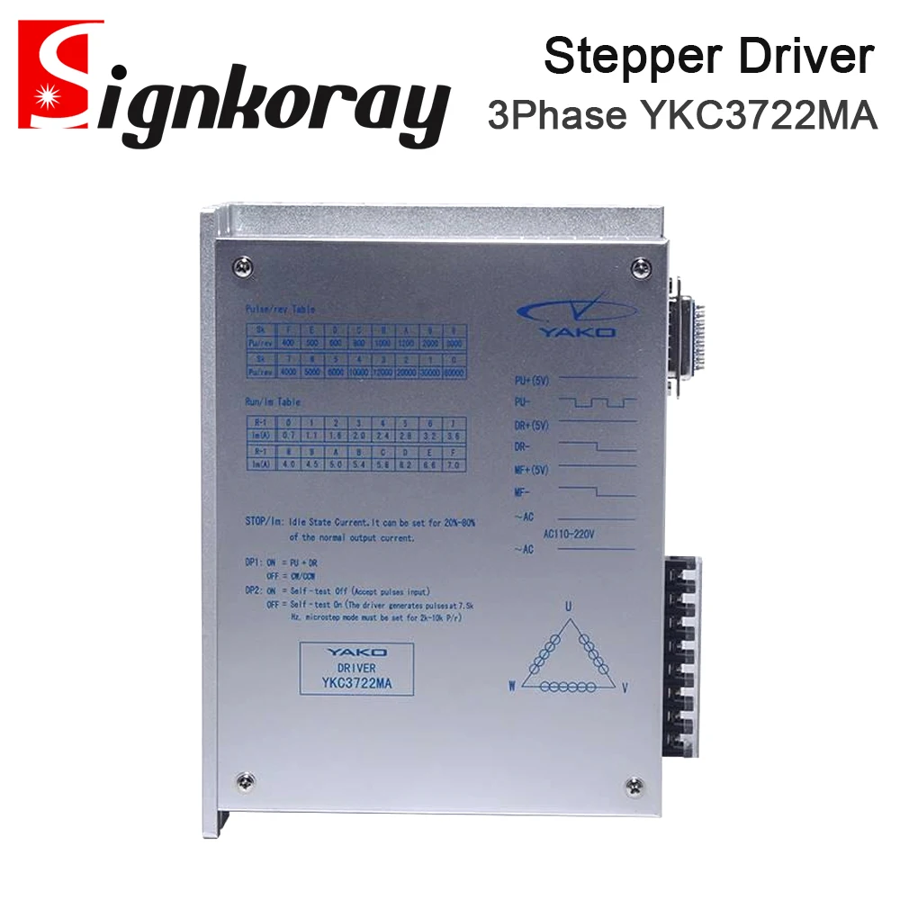 SignkoRay YAKO Stepper Motor Driver YKC3722MA 3Phase Inout Voltage 110-220VAC for Co2 Laser Cutting and Engraving Machine