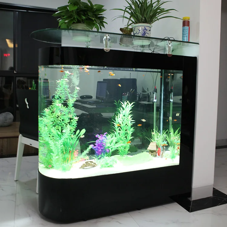 Bullet fish tank living room household screen partition entrance medium floor ecological water-free goldfish tank aquarium