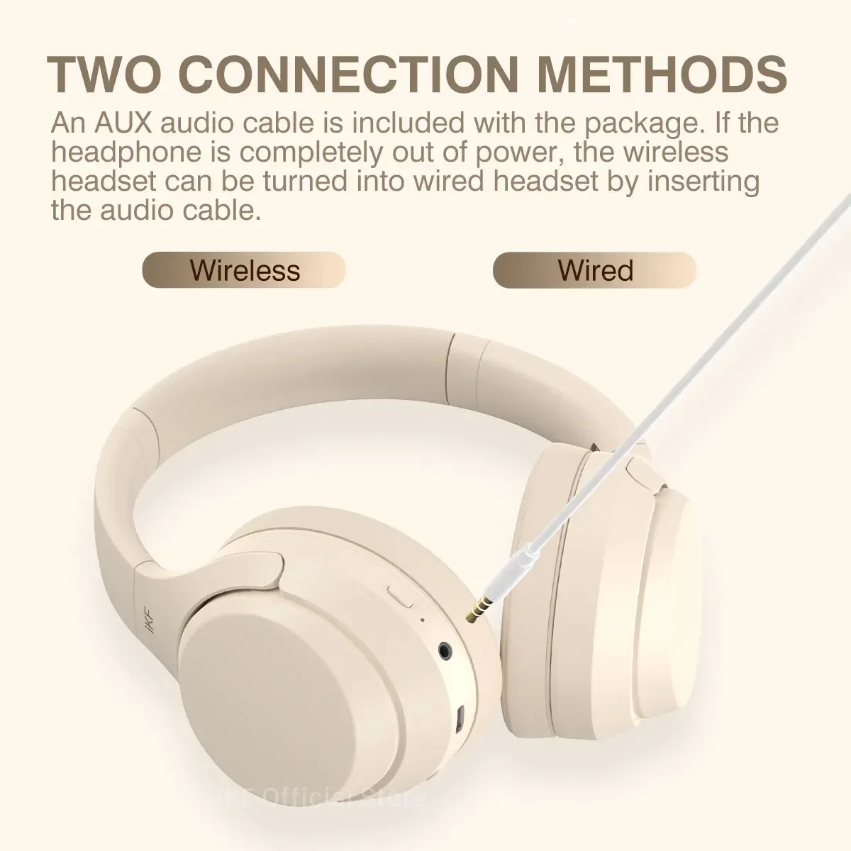 IKF-T1 Over Wireless Headphones ENC Call Noise Cancelling Bluetooth 5.4 Headset 50 Hours Playtime HiFi Game Sport Earphone