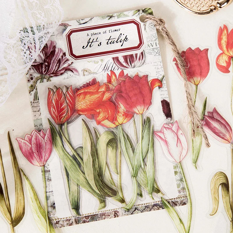 30 pieces Crystal Ink Big Size Plants and Flowers  Collage Junk Journal Planner  Label Sticker Album Scrapbooking Material