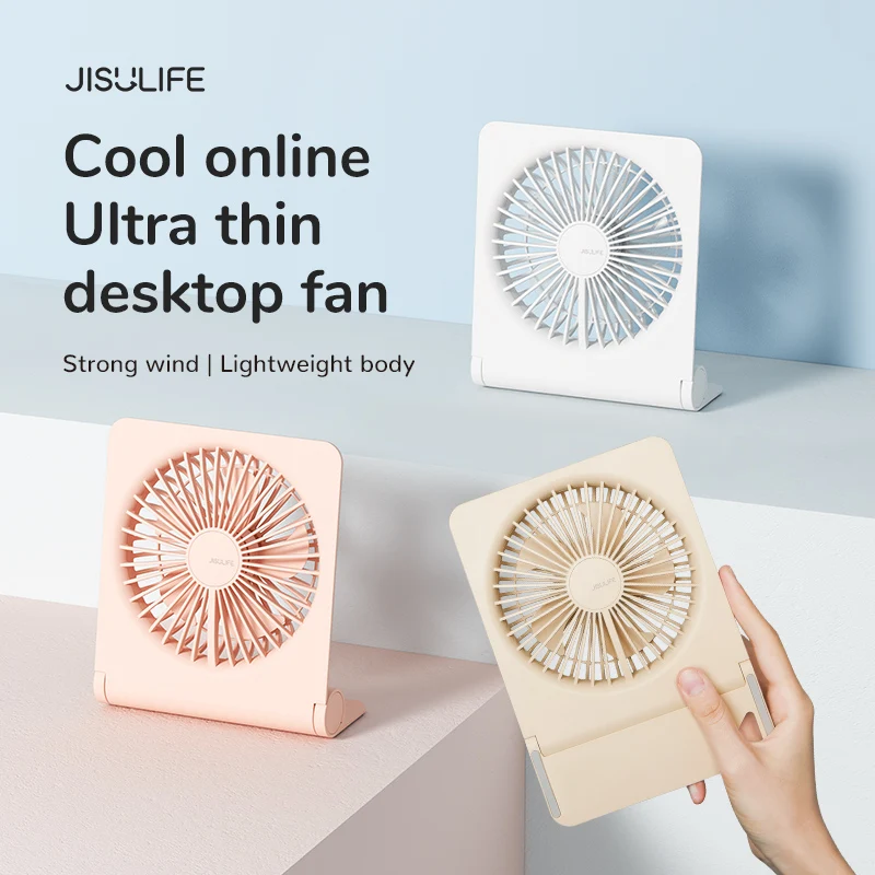 JISULIFE Mini Portable Quiet Cooling Fan – USB Charging, Foldable Hanging & Standing Desktop Fan for Travel, Office & Home