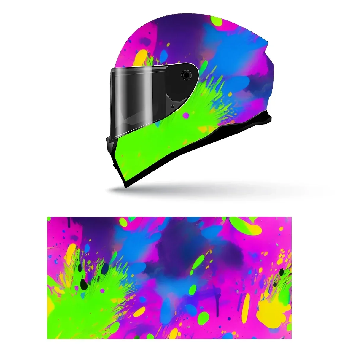 Adesivo Abstrato de Linhas Neon para Capacete, Decalque Gráfico de Corrida para Capacete de Motocicleta, Adesivo Decorativo de Vinil para Capacete
