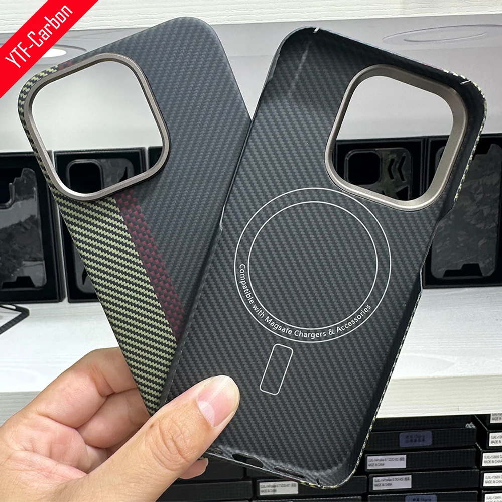 YTF-carbon Carbon fiber case For iphone 13/14 Pro  case Lens metal ring protection Ultra-thin anti-drop iphone 14pro over color