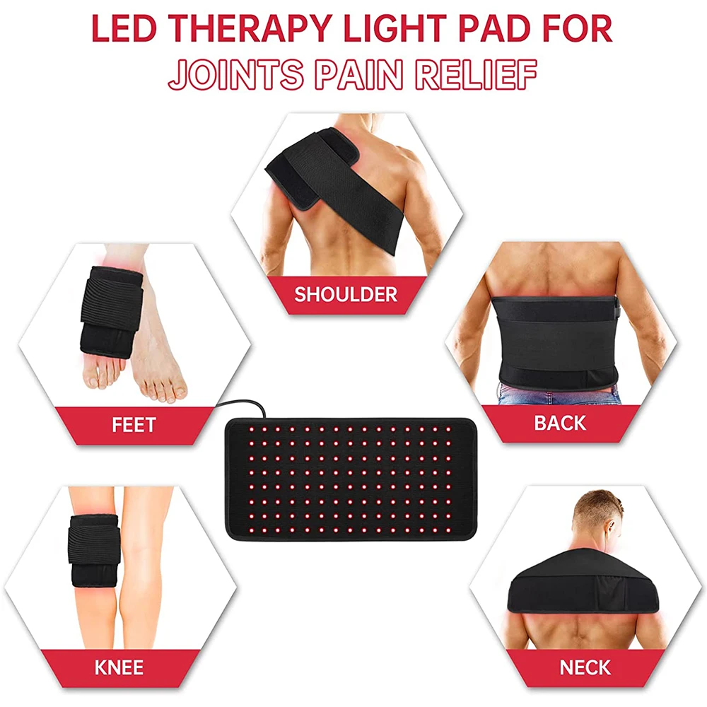 Red and Infrared Light Therapy Belt, LED Pain Relief Flexible Wearable Deep Therapy Pad for Back Joint Muscle Pain Relief Device