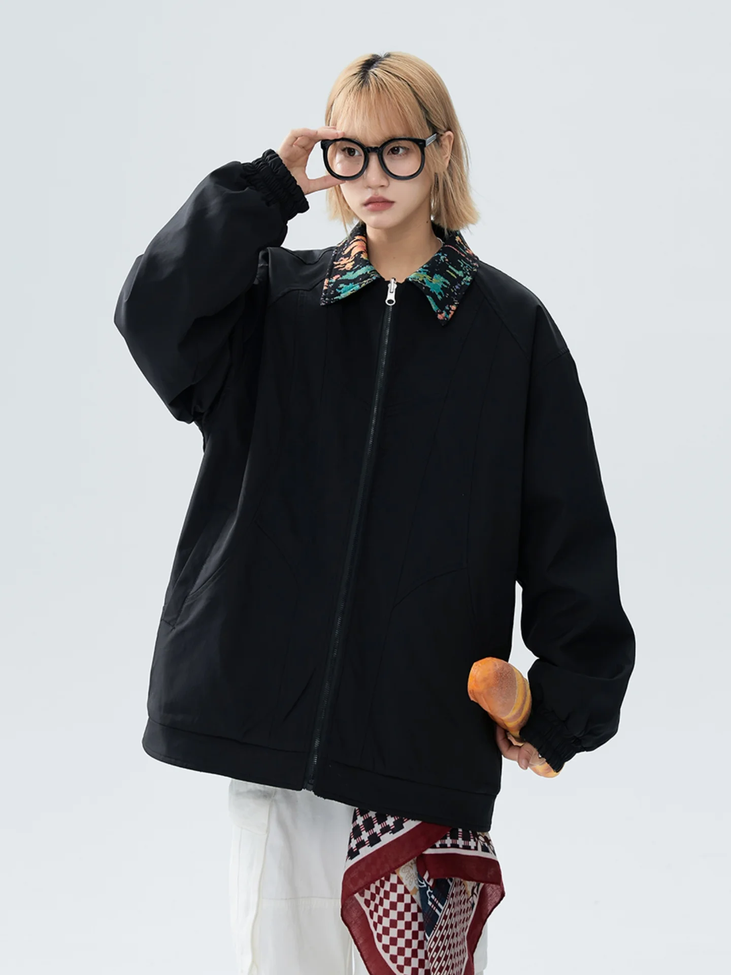 

Двусторонняя куртка-бомбер в американском ретро-стиле для мужчин и женщин, свободный крой, с воротником, осенняя новинка, модный дизайн