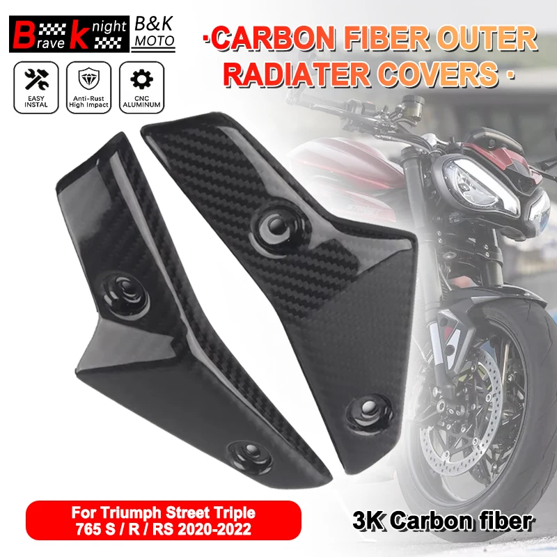 

100% 3K углеродное волокно для Street Triple 765RS/S/R 2020-2023, аксессуары для мотоциклов, внешние крышки радиатора, защита боковых панелей