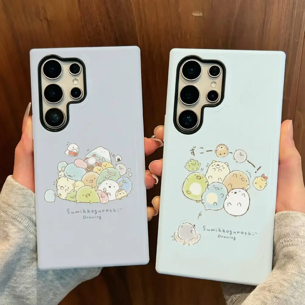 Cartoon Sumikkogurashi Phone Case For Samsung S26 S25 S24 S23 Ultra Plus A57 A37 A17 A27 4G 5G Double-layer Back Cover