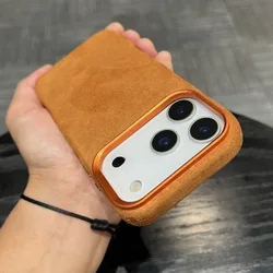 HOCE Suede Leather Magnetic Case For iPhone 17 Air 16 15 14 13 12 Pro Max For MagSafe Wireless Charge Lens Protection Hard Cover
