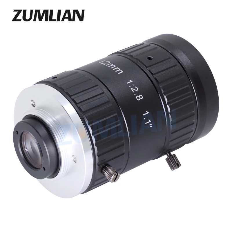 ZUMLIAN High-Contrast Manual Aperture FA 20MP C-Mount 12mm Fixed Focal Lenth Lenses Machine Vision 1.1" F2.8 ITS Camera Lens