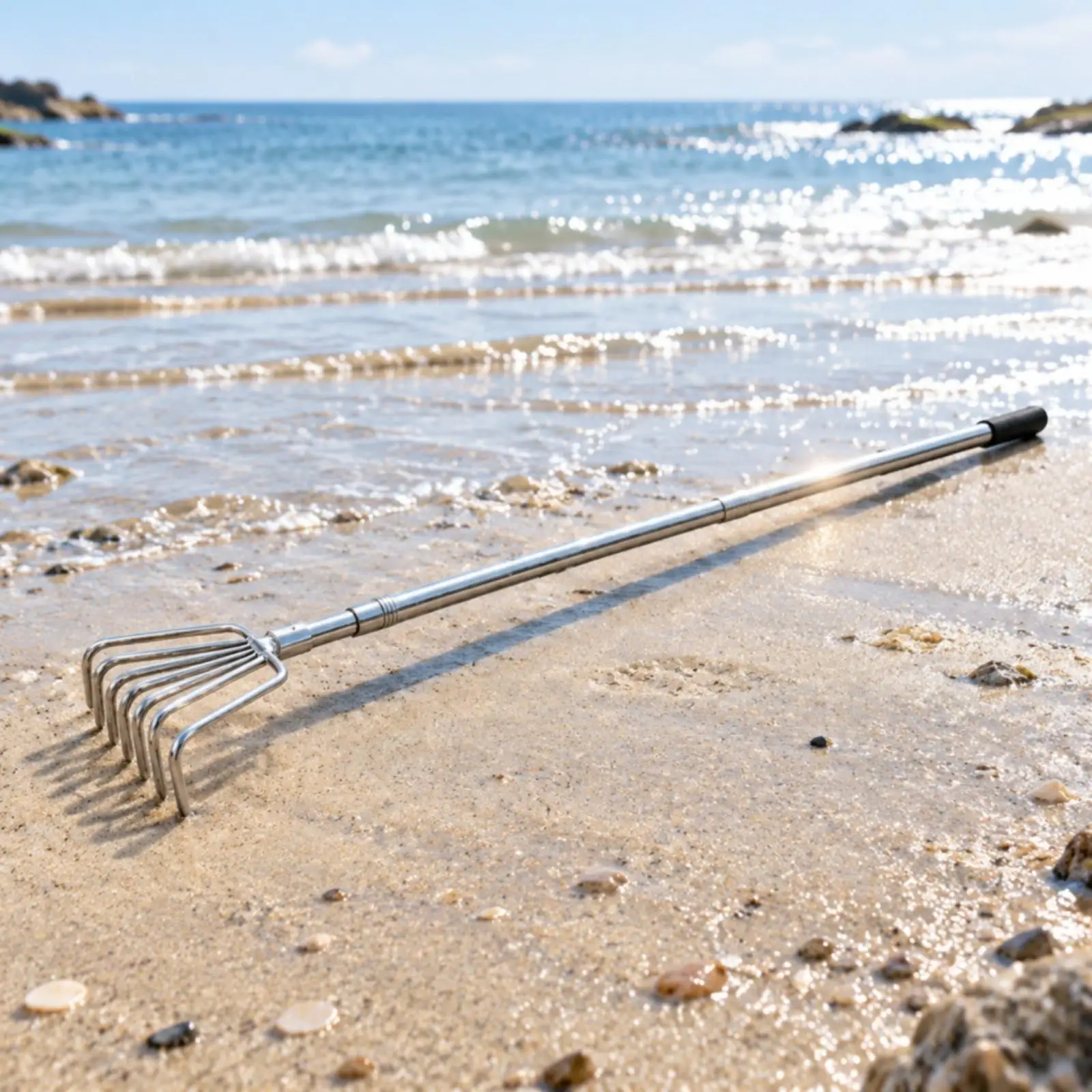 Retractable Hand Rake Lightweight Three-Section Rake Rustproof Weeding Tool for Gardeners, Foragers, Gardening, Beachcombing,