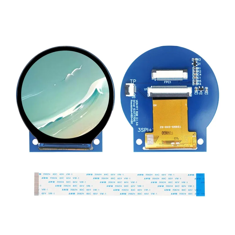 2.1 Inch 480x480 Round TFT LCD Display, IPS Full View Circle Screen, ST7701 RGB Interface, 30-Pin FPC Module Full Color Display
