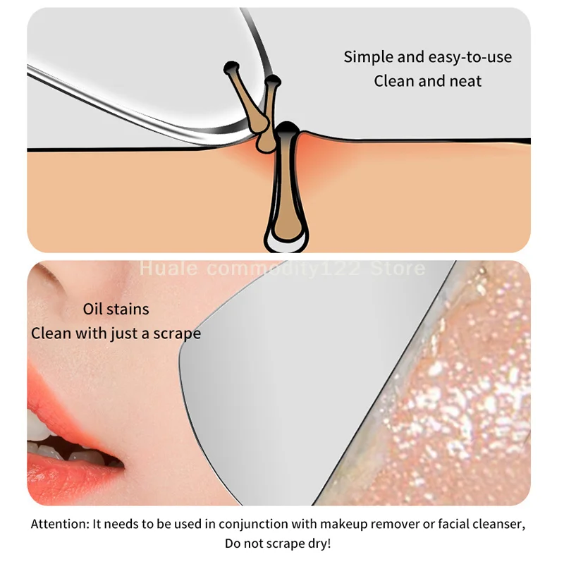 Grattoir de nettoyage des follicules pileux en acier inoxydable, 1 pièce, grattoir Gua Sha, masseur pour soins de la peau du visage, planche de massage du visage