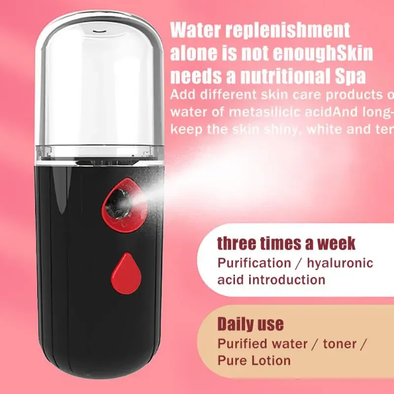 미니 나노 미스트 분무기, 얼굴 스티머, USB 충전식, 얼굴 보습 분무기, 미용 스킨 케어 도구, 공기