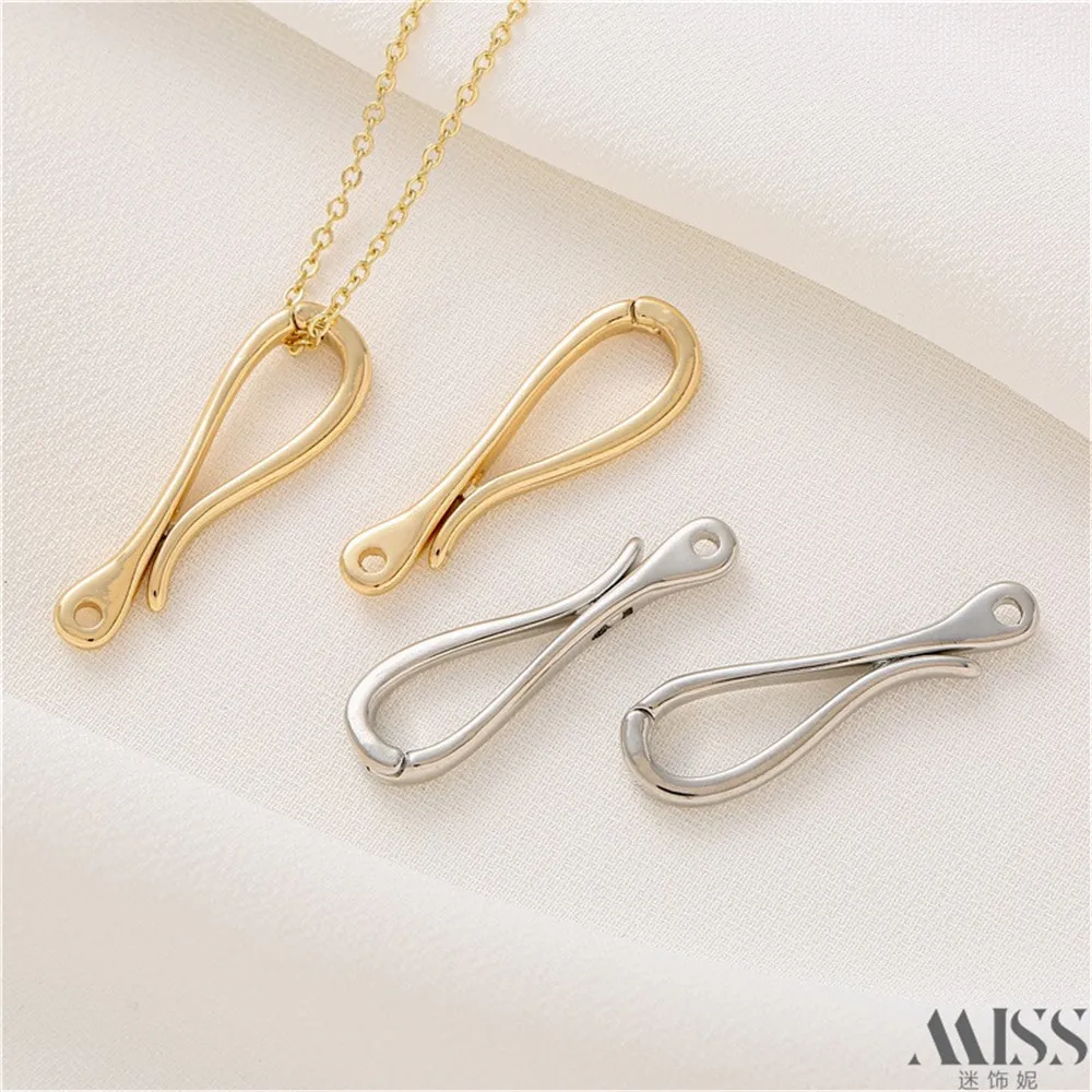 14K Gold Plated Connecting Buckle White Gold Hook Buckle Question Mark DIY Bracelet Necklace Ending Buckle Accessory