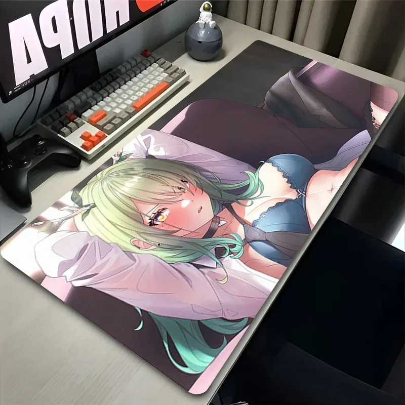 Mauspad Hololive Ceres Fauna HD-Druck Tastaturpad Laptop Grüne Pflanzen Anime Mousepad PC Blumen Kawaii Mädchen Desktop Mauspad