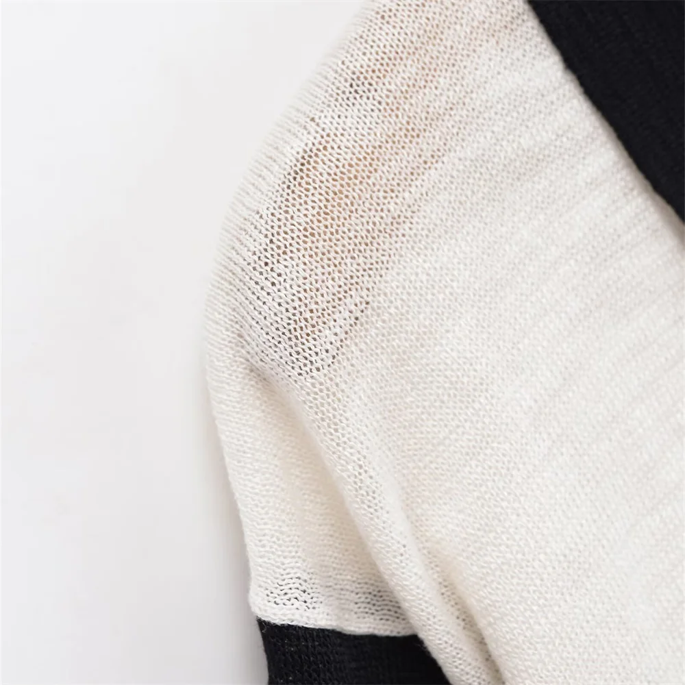 nieuwe damesmode casual vent decoratie contrasterende kleur flip kraag gebreid jack met lange mouwen