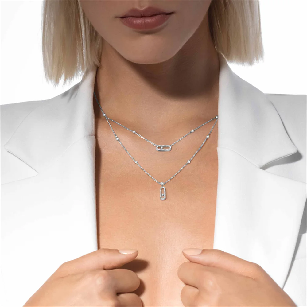 Fashion Move Uno Double layer Necklaces S925 Sterling Silver Necklace Luxury Wedding Jewelry Original High Quality