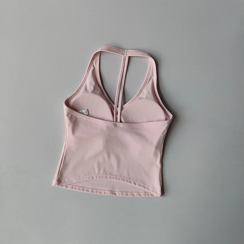 Sportunterwäsche V-Ausschnitt Sommer Neckholder Schöner Rücken Yoga-Anzug Weste Raffung Outdoor-Lauf Fitness-BH – Detail 4