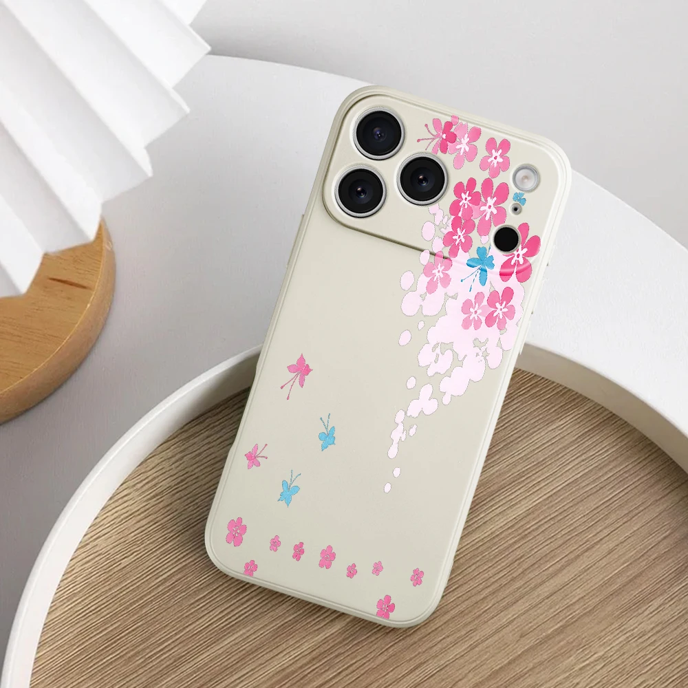 رومانسية زهر الكرز غطاء من البولي يوريثان كوكه آيفون 17 برو ماكس 17 الهواء 16 15 14 13 12 11 برو ماكس XS Max7 8 Plus 16e 16 Plus