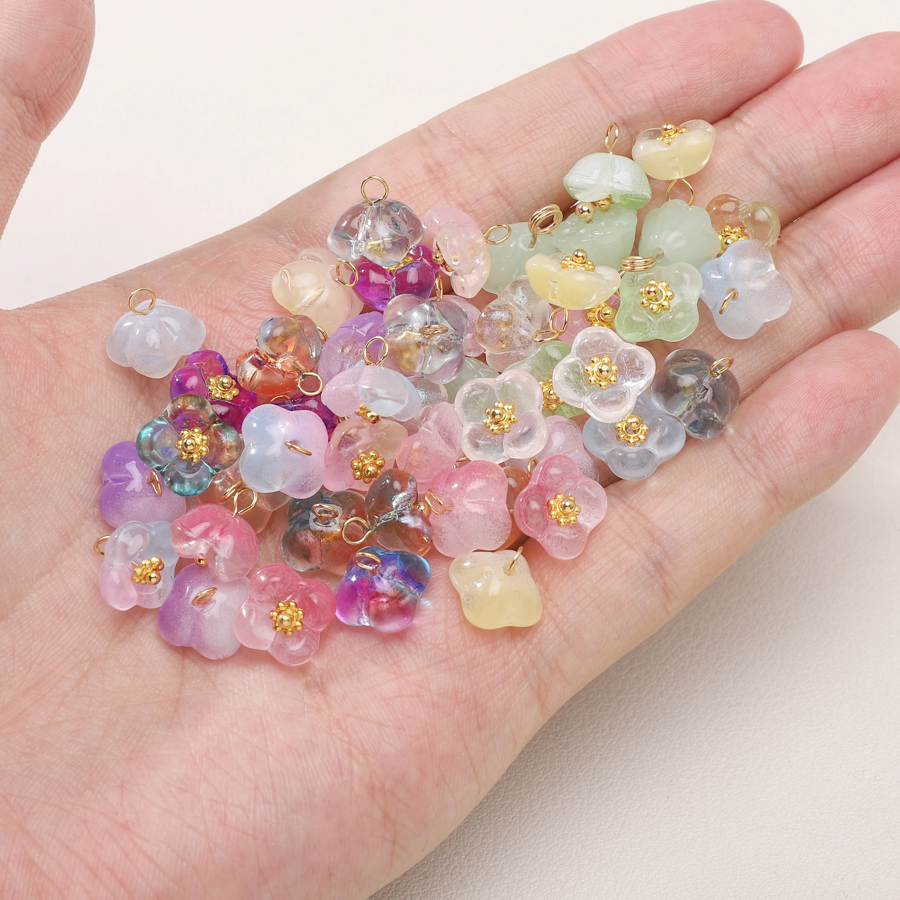

10mm 5pcs/lot Glass Osmanthus Unique Shape Blossom Bead Flowers For DIY Bracelets Necklaces Earrings Jewelry Making Accessories