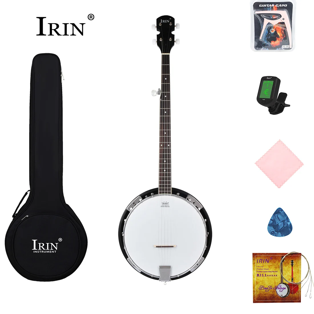 

IRIN Banjo 5 Strings Instrument Series Set Bnanjo with Bag Professional Accessories Suitable for Performance and Practise