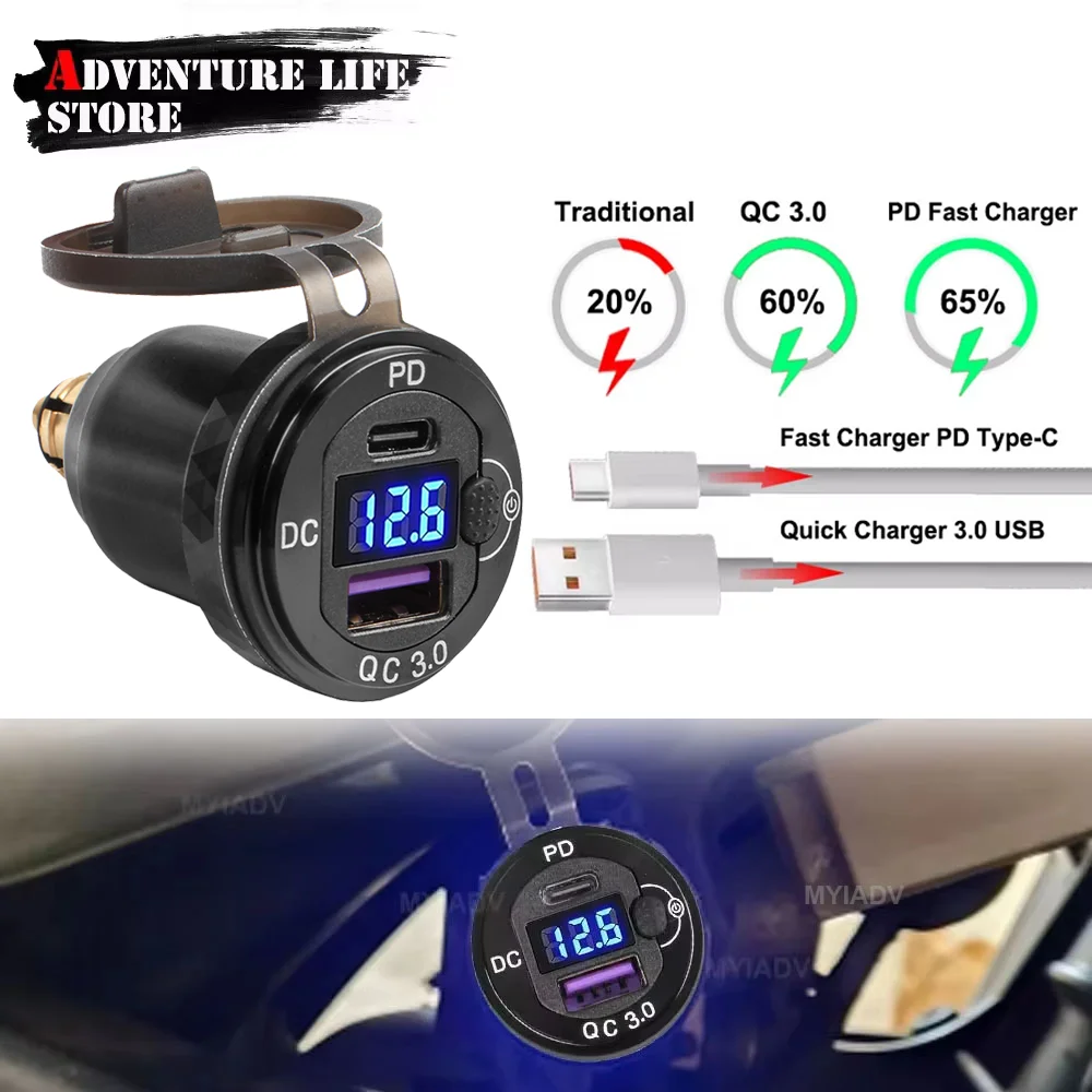 

Для BMW R1250GS R1200GS ADV R1250 GS R1200RT F800 GS GT Мотоцикл QC3.0 USB-зарядное устройство PD Type-C DIN Hella Plug Аксессуары