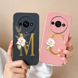 Phone Case For Xiaomi Redmi A3 4G Camera Protective Pretty Flower Couple Letters Back Cover Shell For RedmiA 3 Fundas Soft Capa