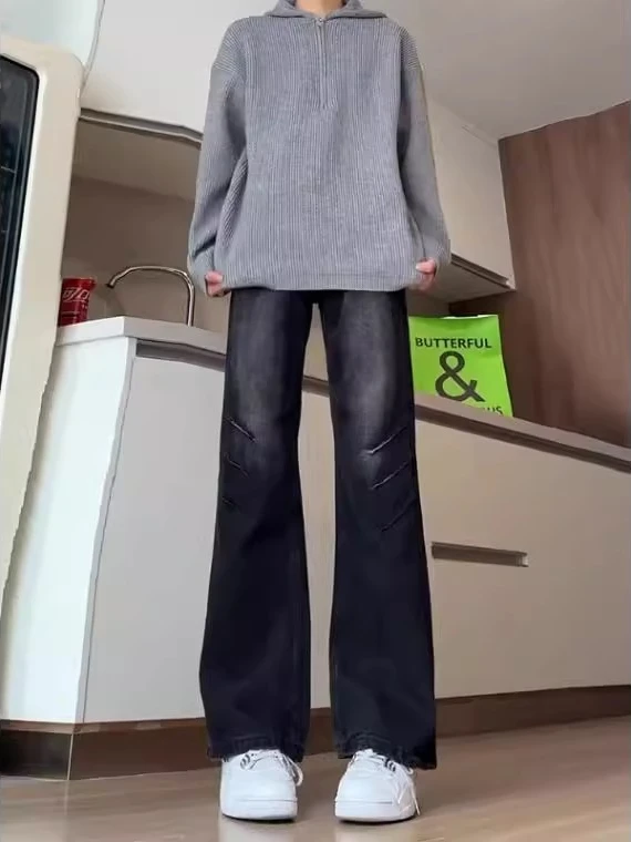 

Ретро джинсы Bla Waed прямого кроя для мужчин, зауженные, с легким клешем, повседневные, молодежные, весна-осень