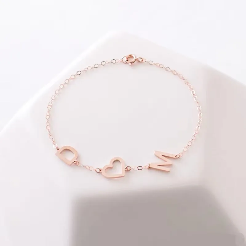 

Браслет с буквами и именем на заказ, браслет из нержавеющей стали Pulseras Personalizadas, браслеты с подвесками в виде полого сердца для женщин, лучшая сестра G