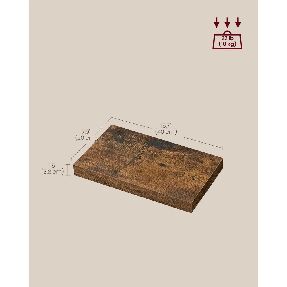 مجموعة أرفف حائط مكونة من 2، أرفف عائمة، مثبتة على الحائط، 8 × 15.7 × 1.5 بوصة، أرفف عرض لإطارات الصور، ديكور الحائط، H #3