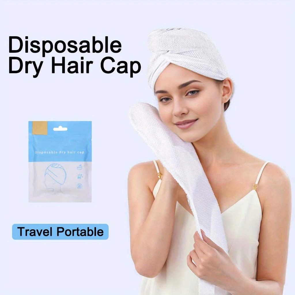 1/5pcs Disposable Travel Hair Drying Cap, Super Absorbent, Dry Hair Towel Cap for Women, Portable Hotel,Business Trip Hair Towel