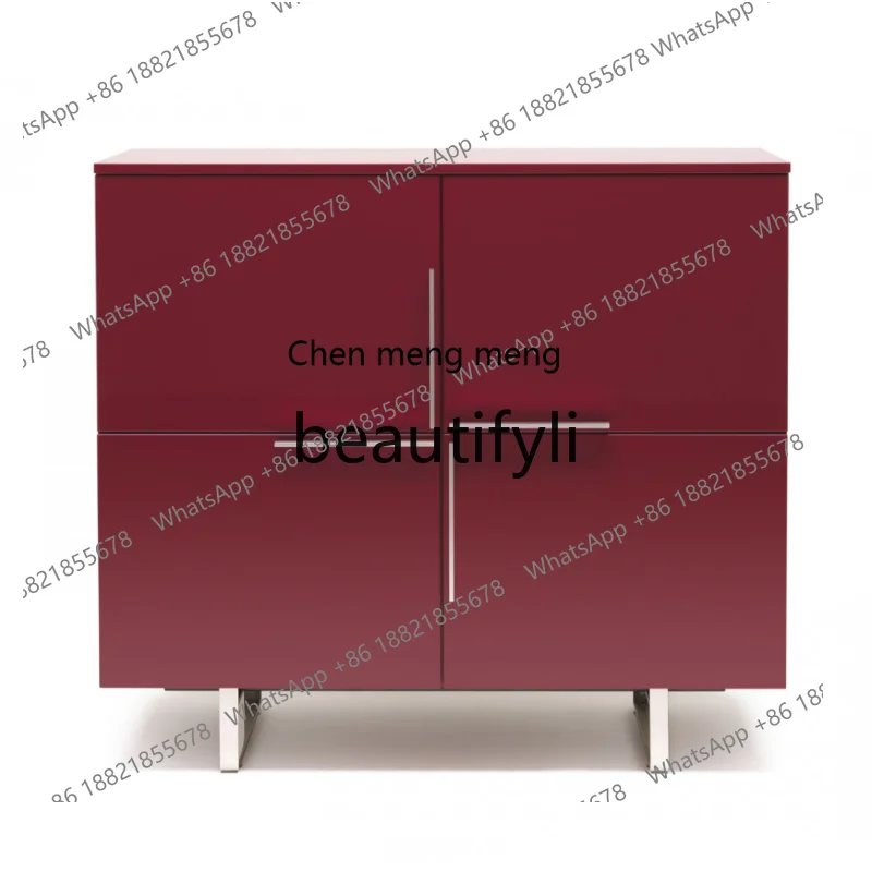 

2003Italian Minimalist Solid Wood Glossy Piano Lacquer Sideboard Cabinet Living Room Entrance Storage Wine Cabinet