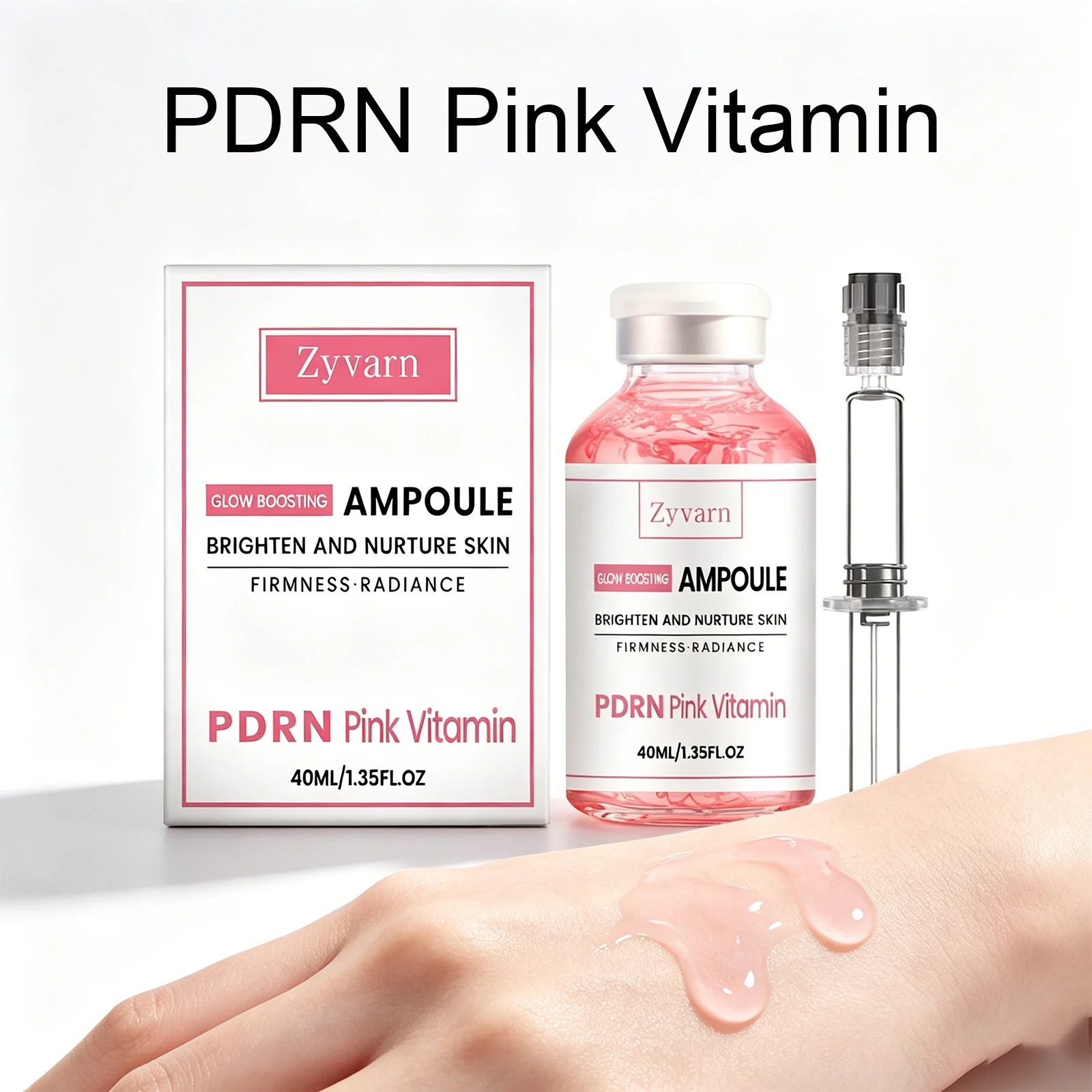 Suero Facial PDRN con Vitamina Rosa, Ampolla Iluminadora, Hidratante y Reafirmante, Esencia Facial para una Piel Suave y Radiante, Cuidado Diario