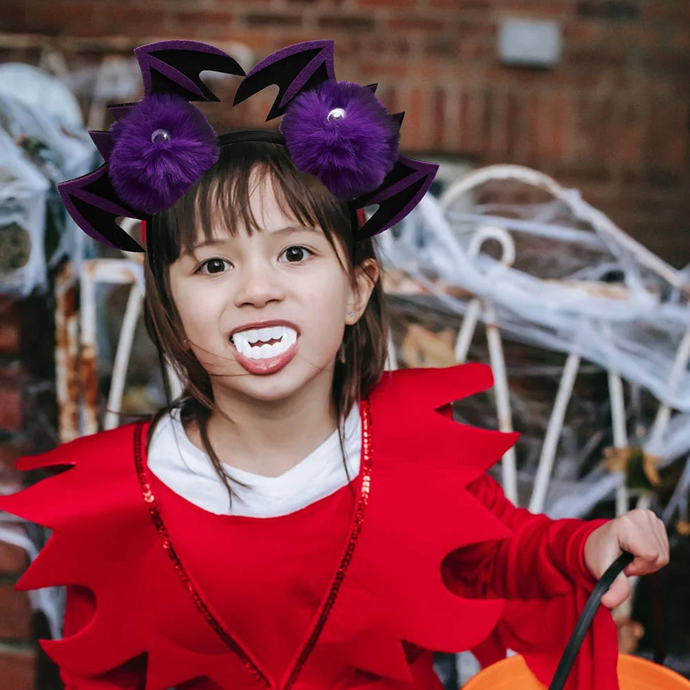 Bandeaux de sauna pour filles, décor de coiffure d'Halloween, accessoires de cheveux de festival de démon, costume violet pour enfant