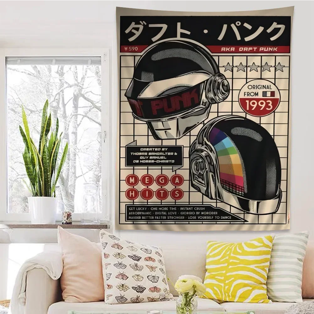 Around The World Daft Punk Colorful Tapestry Wall Hanging Bohemian Wall Tapestries Mandala Wall Art Decor