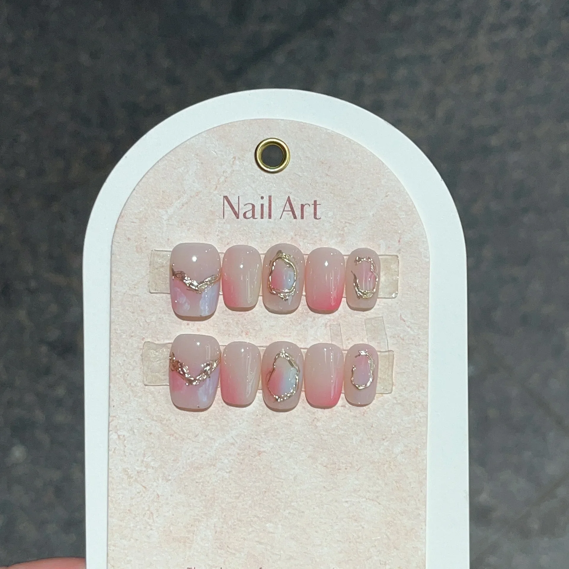 10Pcs Pink Ballerina Short Handmade Press on Nail Lovely Sea Shell Gel unghie finte Dreamy Summer Glitter colla Stick sulle punte delle unghie