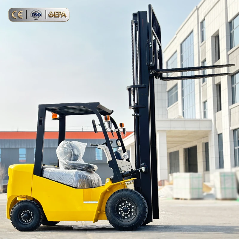 Free Shipping Tortai Diesel 2.5 Ton Forklift with Triplex Mast Side Shifter Powerful EPA Eur5 Four Wheel Pneumatic/Solid Tire