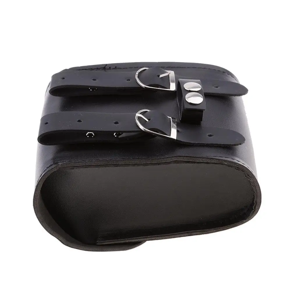 Motorcycle Bike Saddle Bags Saddlebags PU Leather Side Storage Fork Tool Pouch - Black