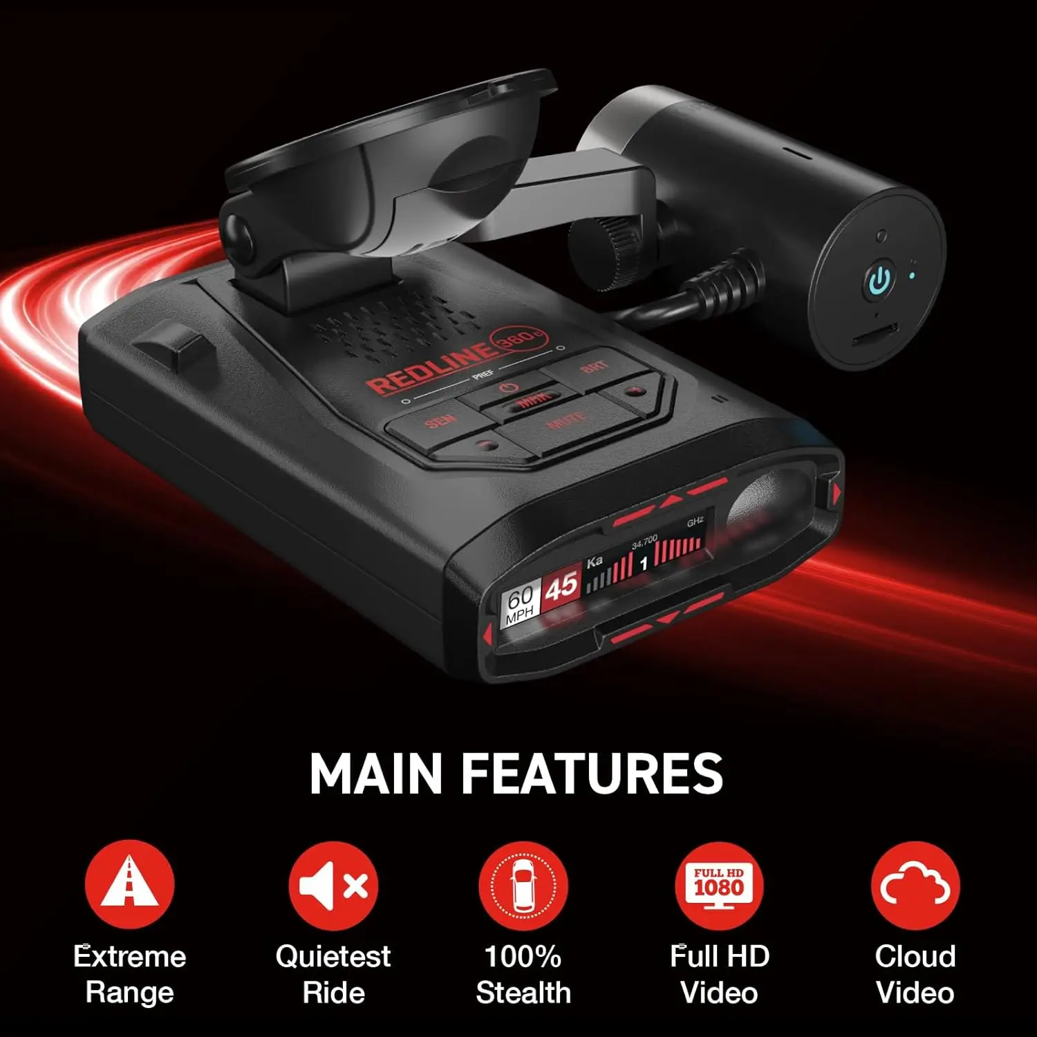 Redline-Detector de Radar láser 360C y Escort M2, cámara de salpicadero inteligente, paquete de vídeo Full HD de 1080P, rango extremo