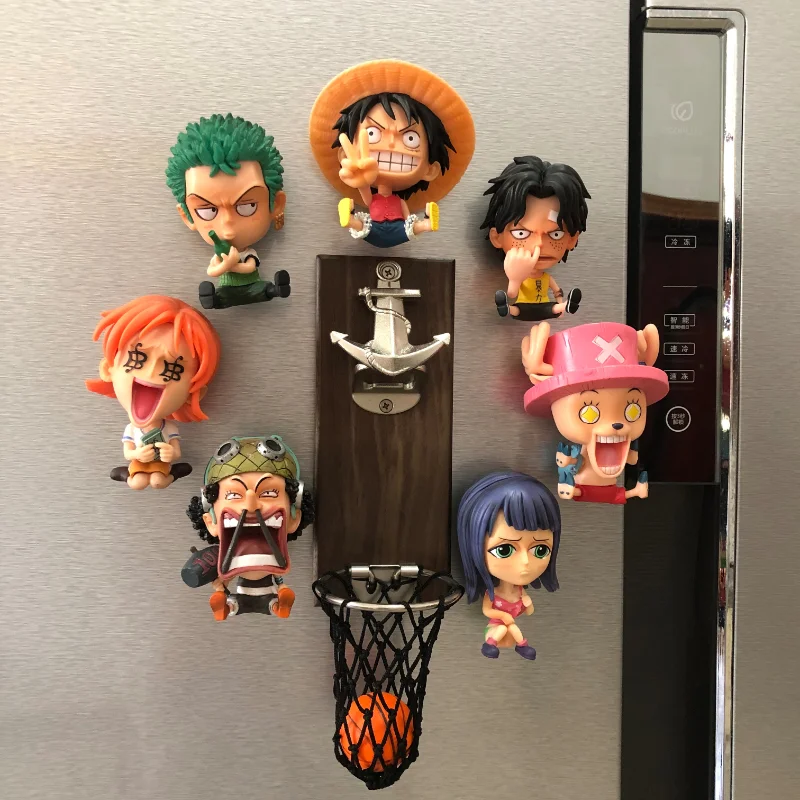 One Piece Anime Flaschenöffner Kühlschrankmagnet Basketball-Rahmen Wandmontierter Flaschenöffner Monkey D. Luffy Urlaubsgeschenk