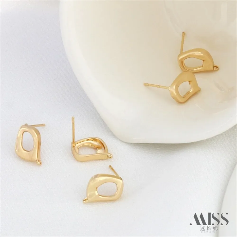 14K Gold Wrapped Irregular Shaped Earrings with Hanging S925 Silver Ear Needles DIY Tassel Ear Accessories