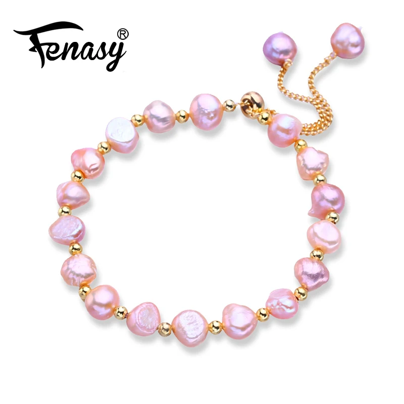 FENASY Natural Freshwater Baroque Pearl Bracelet For Women Girl Birthday Gift Party Jewelry