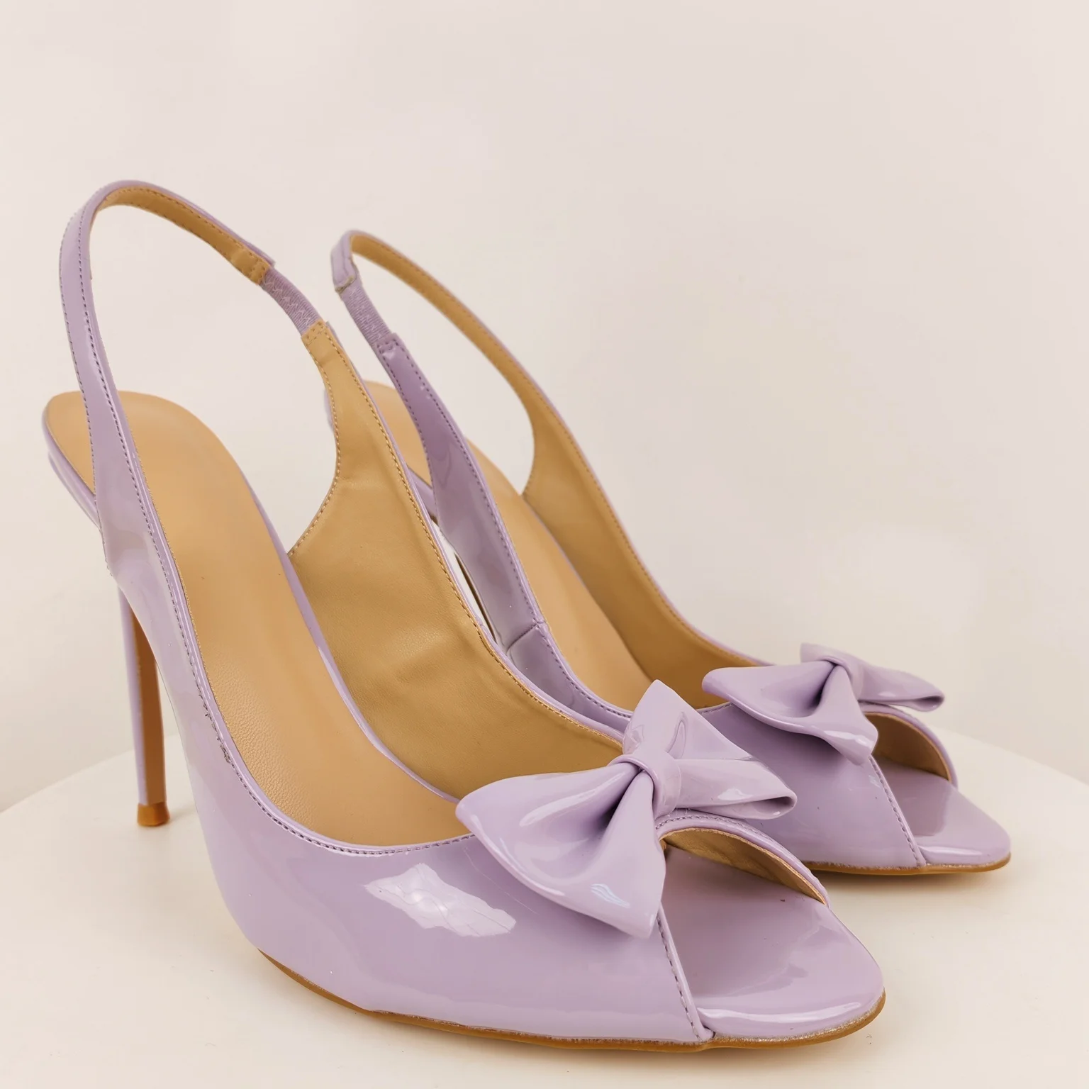 

Женские лавандовые туфли на каблуке с открытой пяткой и бантом, с открытым носком, женский шикарный стиль для лета, изысканная повседневная одежда