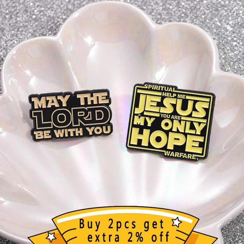 Jesus Hell Be There Lor Yw Enamel Pins May The Lord Be With You Brooches Lapel Badges Christ Faith Jewelry Gift For Friends