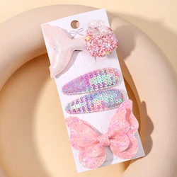 4pcs/set Girls Sequin Fish Tail Butterfly Hairpins Children Kids BB Hair Clips Barrettes Baby Accessories Hairclip Headwear Gift