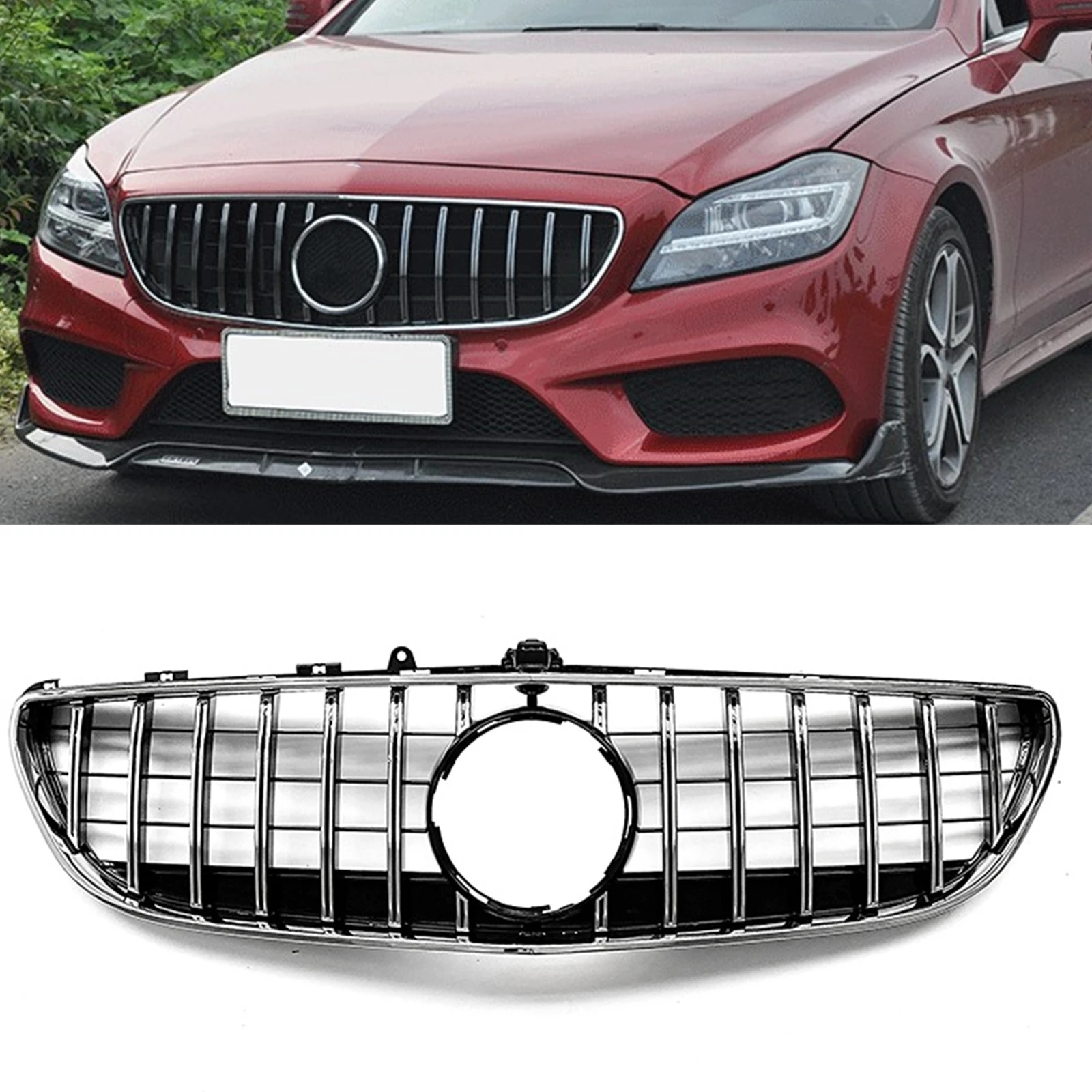 

Front Grille Grill For Mercedes Benz W218 CLS Class 2015-2018 CLS260 CLS300 CLS320 CLS350 CLS400 CLS500 Upper Bumper Hood Mesh